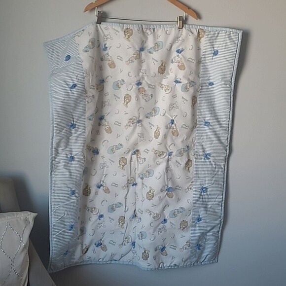 vintage precious moments blue tie ABC lion character print baby quilt retro - Picture 2 of 16